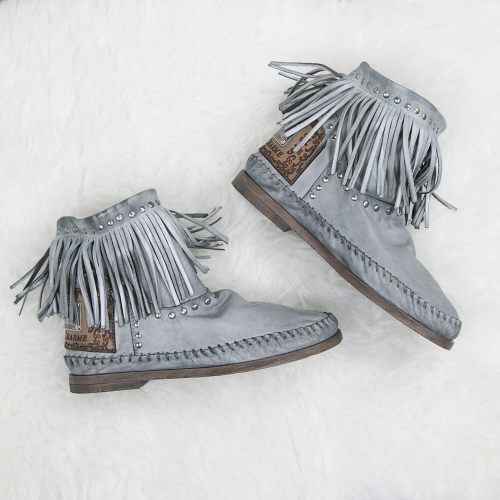 Blauwe KARMA OF CHARME Enkellaarsjes I9 VINTAGE - large