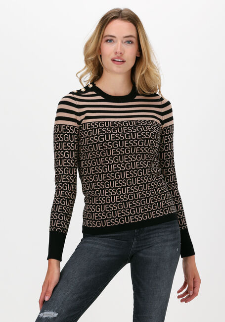 Zwarte GUESS Trui LS GUESS LOGO JAQUARD SWTR - large
