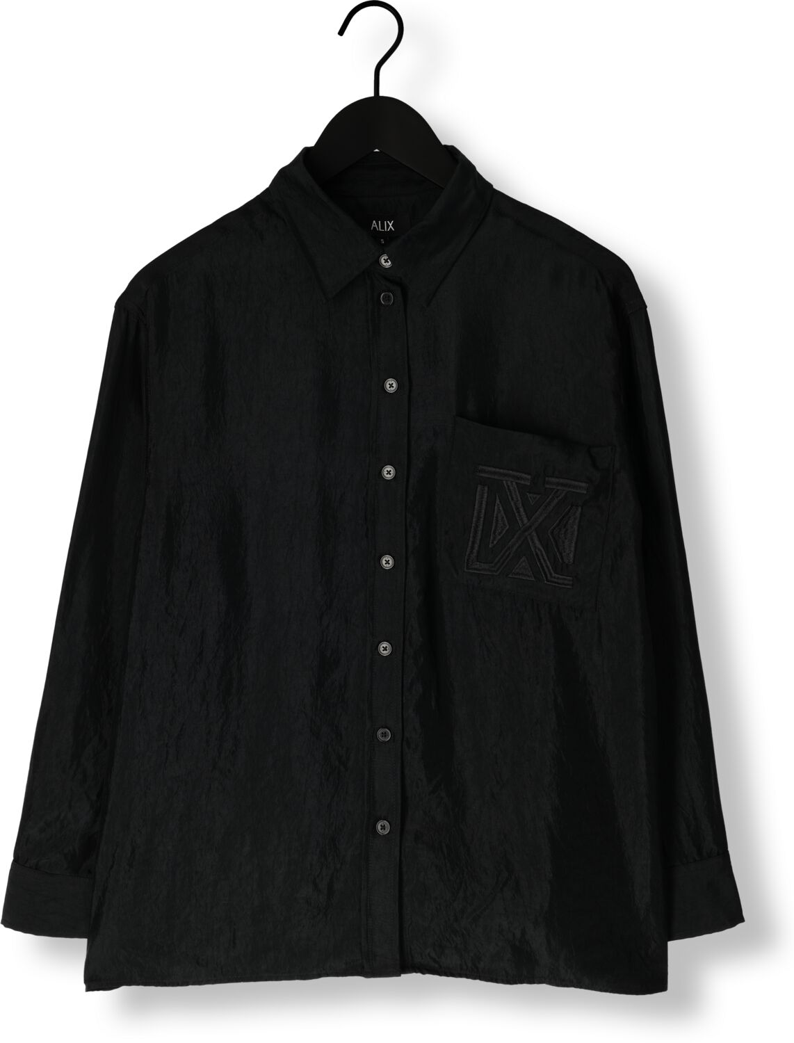 ALIX THE LABEL Dames Blouses Ladies Woven Shiny Crinkle Blouse Zwart