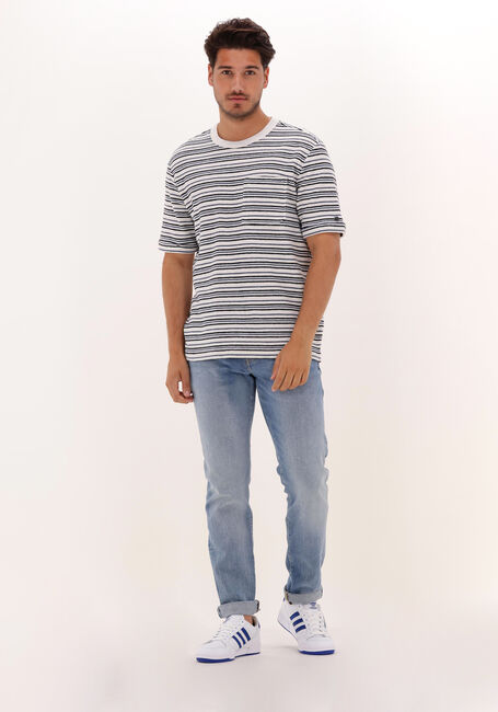 Blauwe CAST IRON T-shirt SHORT SLEEVE R-NECK RELAXED FIT BOUCLÉ STRIPE - large