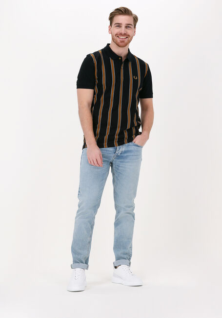 Zwarte FRED PERRY Polo TEXTURED STRIPE POLO SHIRT - large