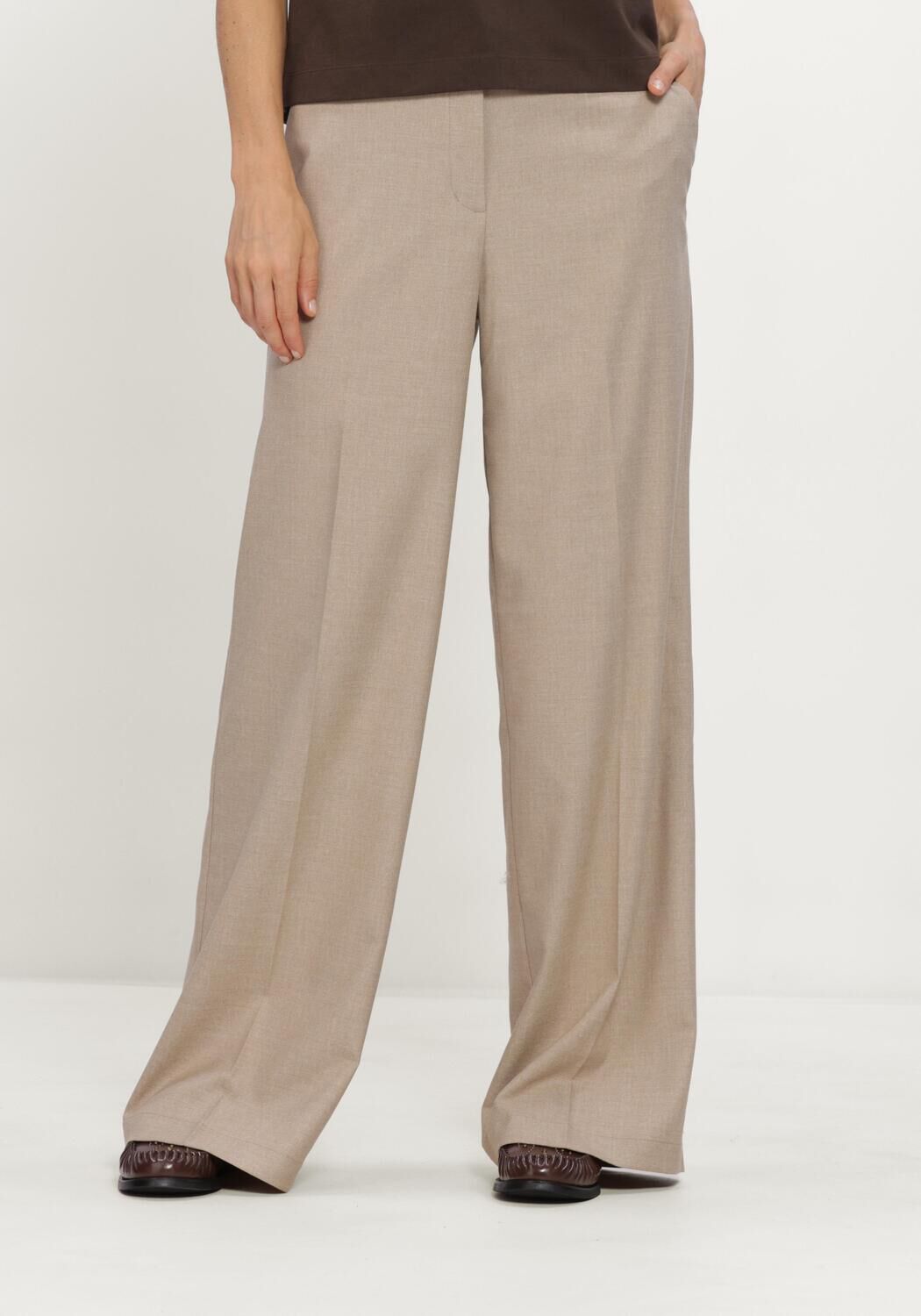 Beige SUMMUM Wijde broek TROUSERS WIDE LEG TWILL
