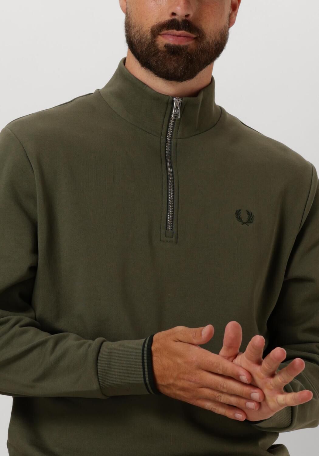 FRED PERRY Heren Truien & Vesten Half Zip Sweatshirt Groen
