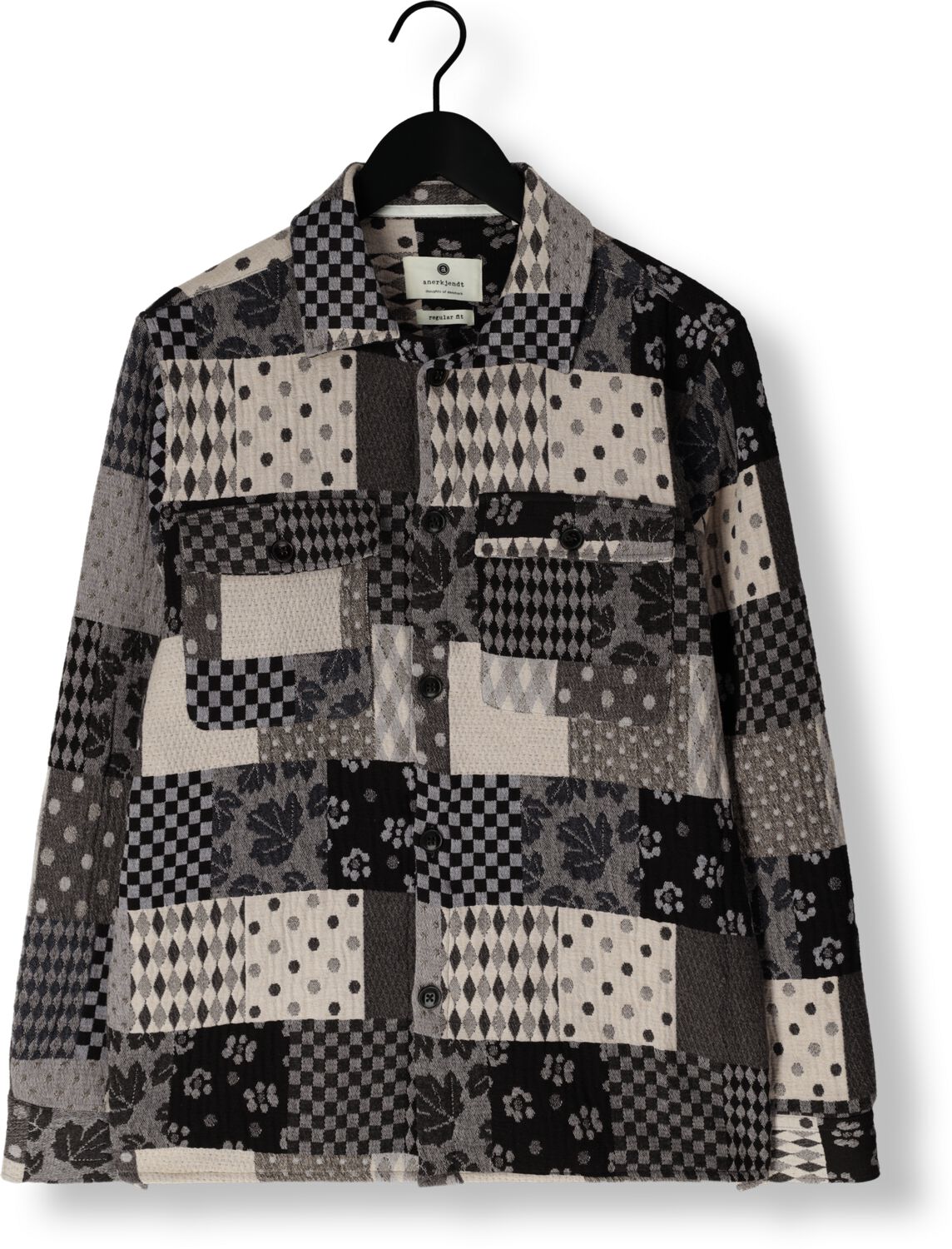 ANERKJENDT Heren Overshirts Akoscar Patchwork Overshirt Blauw