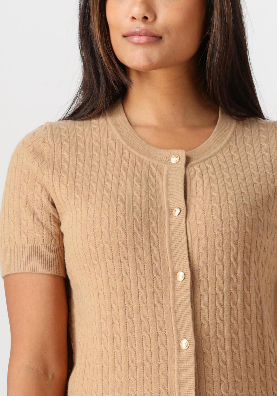 TOMMY HILFIGER Dames Tops & T-shirts Mini Cable C-nk Cardi Ss Bruin