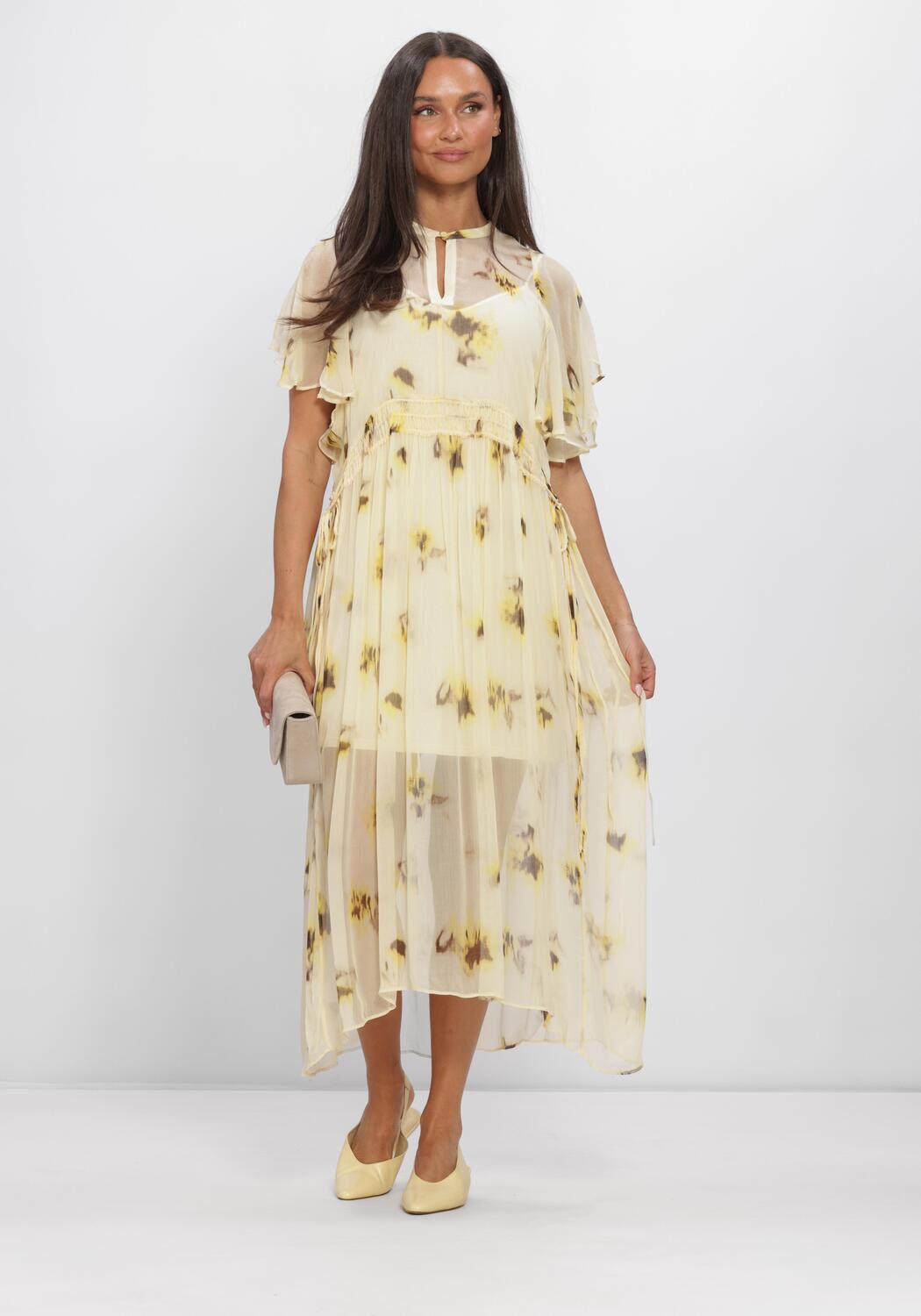 Gele SECOND FEMALE Midi jurk MIRAGE DRESS