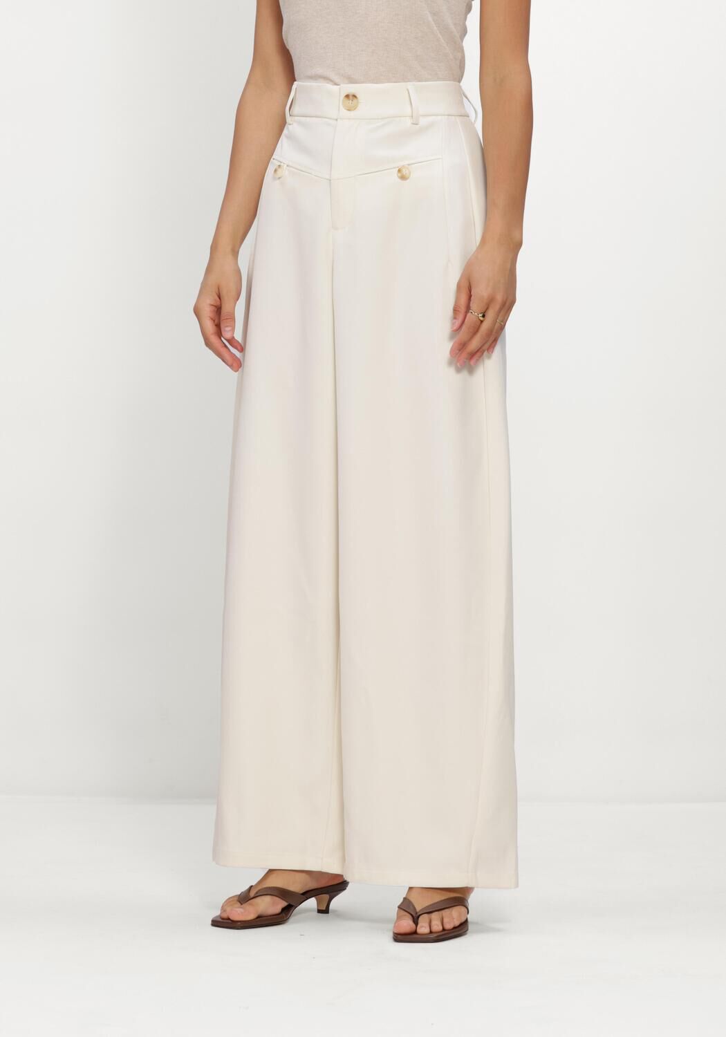 Ecru NEO NOIR Wijde broek MASSIE STRUCTURE PANTS - large