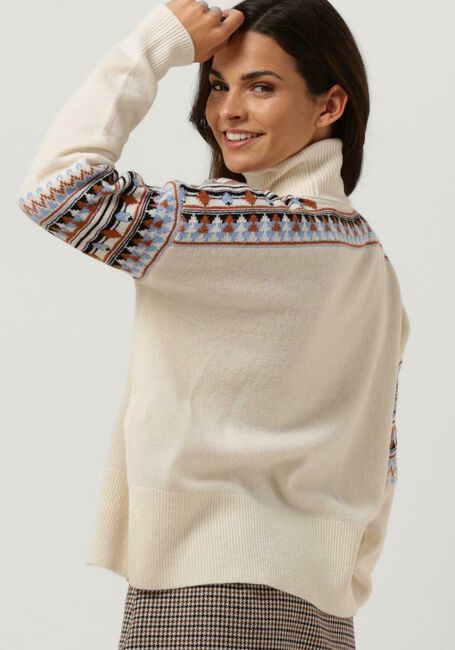 Gebroken wit SCOTCH & SODA Coltrui FAIR ISLE ROLL NECK WOOL-BLEND PULLOVER - large