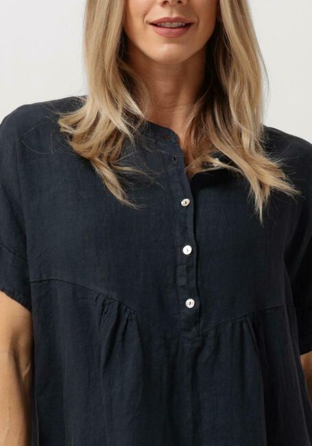 Donkerblauwe BY-BAR Midi jurk TAIS LINEN DRESS - large