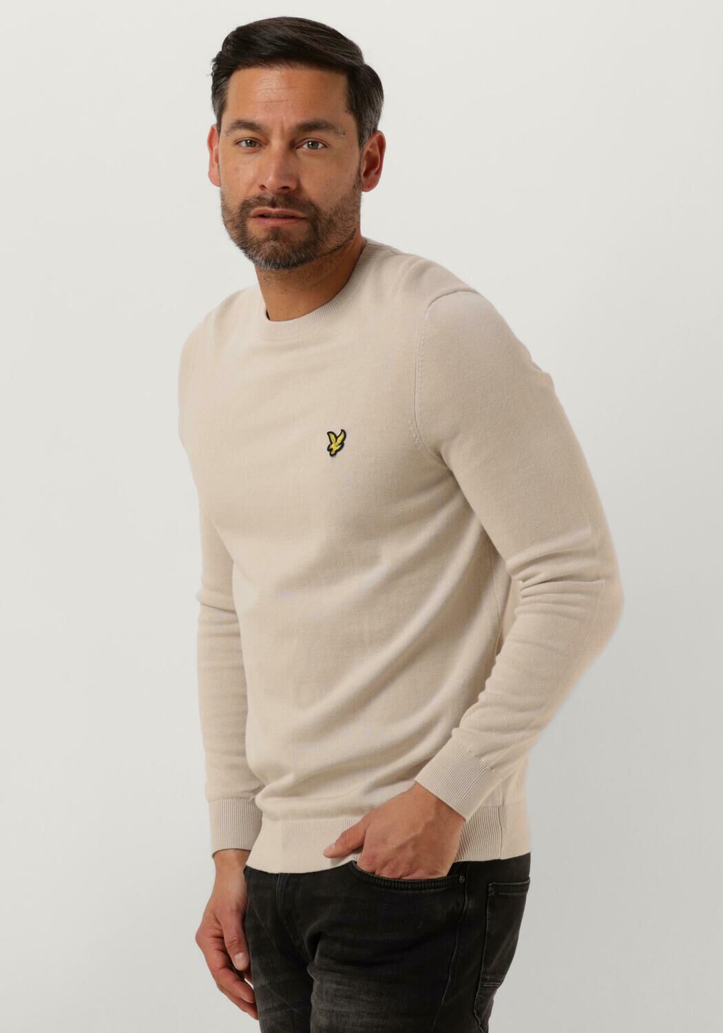 LYLE & SCOTT Heren Polo's & T-shirts Cotton Crew Neck Jumper Beige