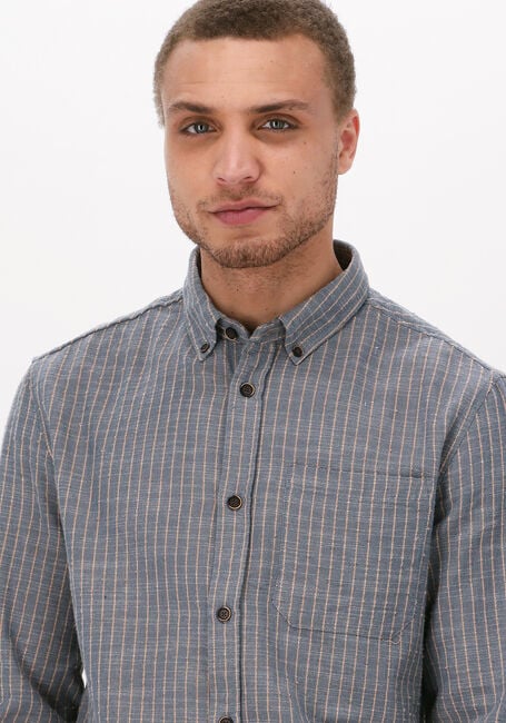 Blauwe ANERKJENDT Casual overhemd AKKONRAD SLUB STRIPE SHIRT - large