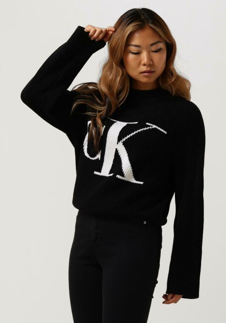 Zwarte CALVIN KLEIN Trui BLOWN UP CK HIGH NECK SWEATER | Omoda