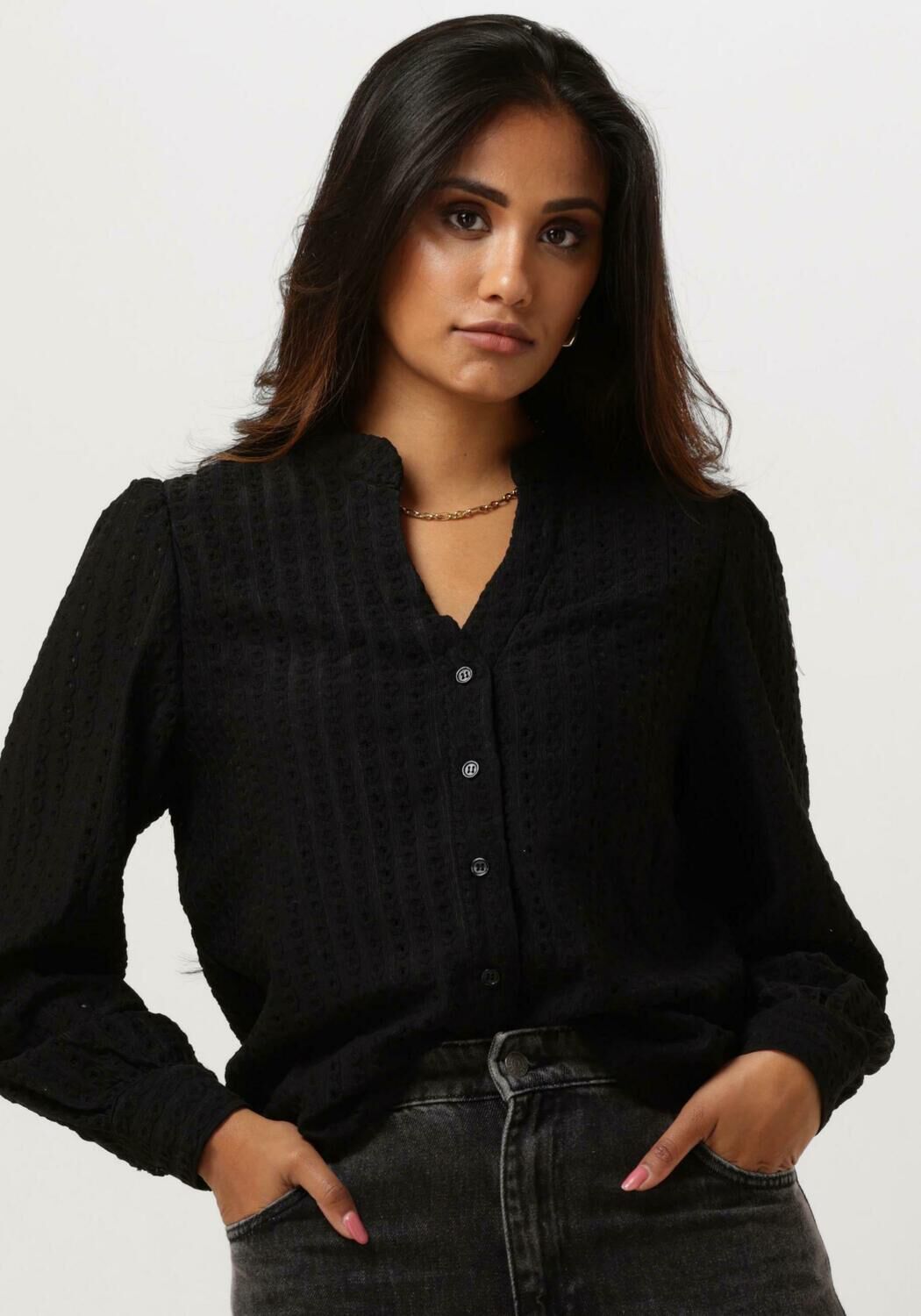 Zwarte OBJECT Blouse OBJFEODORA MARIKA NEW SHIRT E AW FAIR 23 Omoda