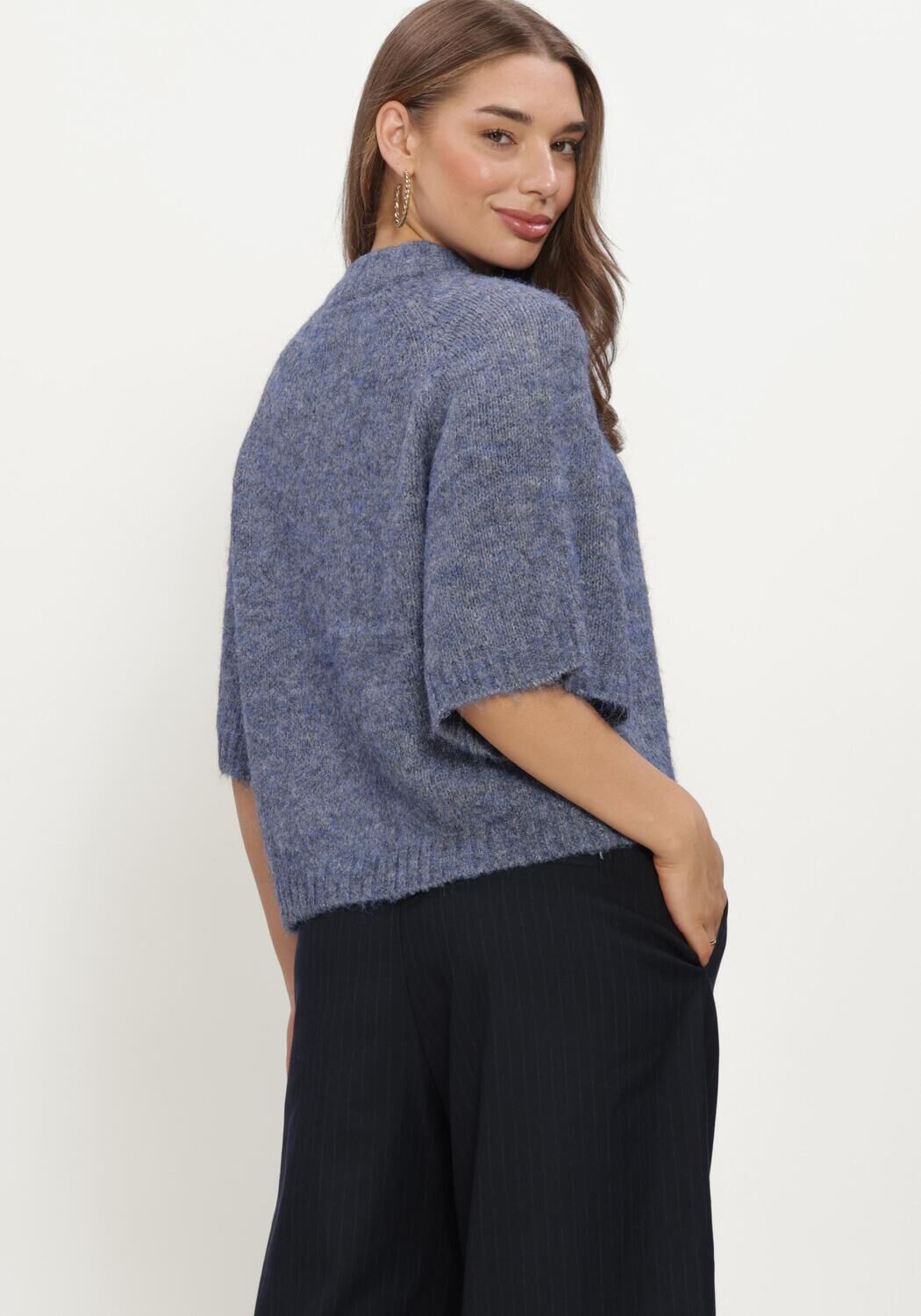 Blauwe NEO NOIR Vest BENUTA FLUFFY KNIT CARDIGAN - large