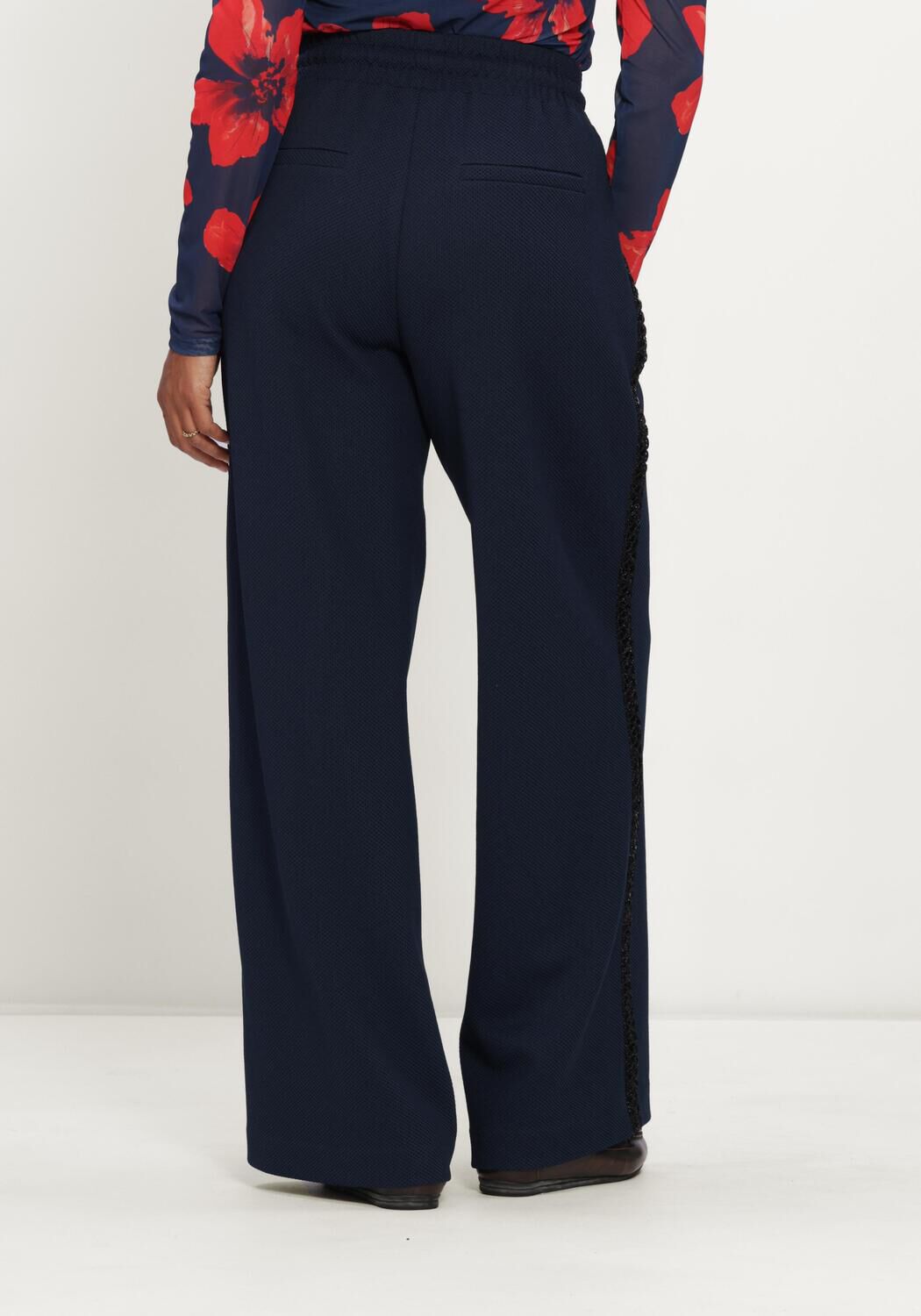 Donkerblauwe POM AMSTERDAM Wijde broek LEAH ETERNAL BLUE - large