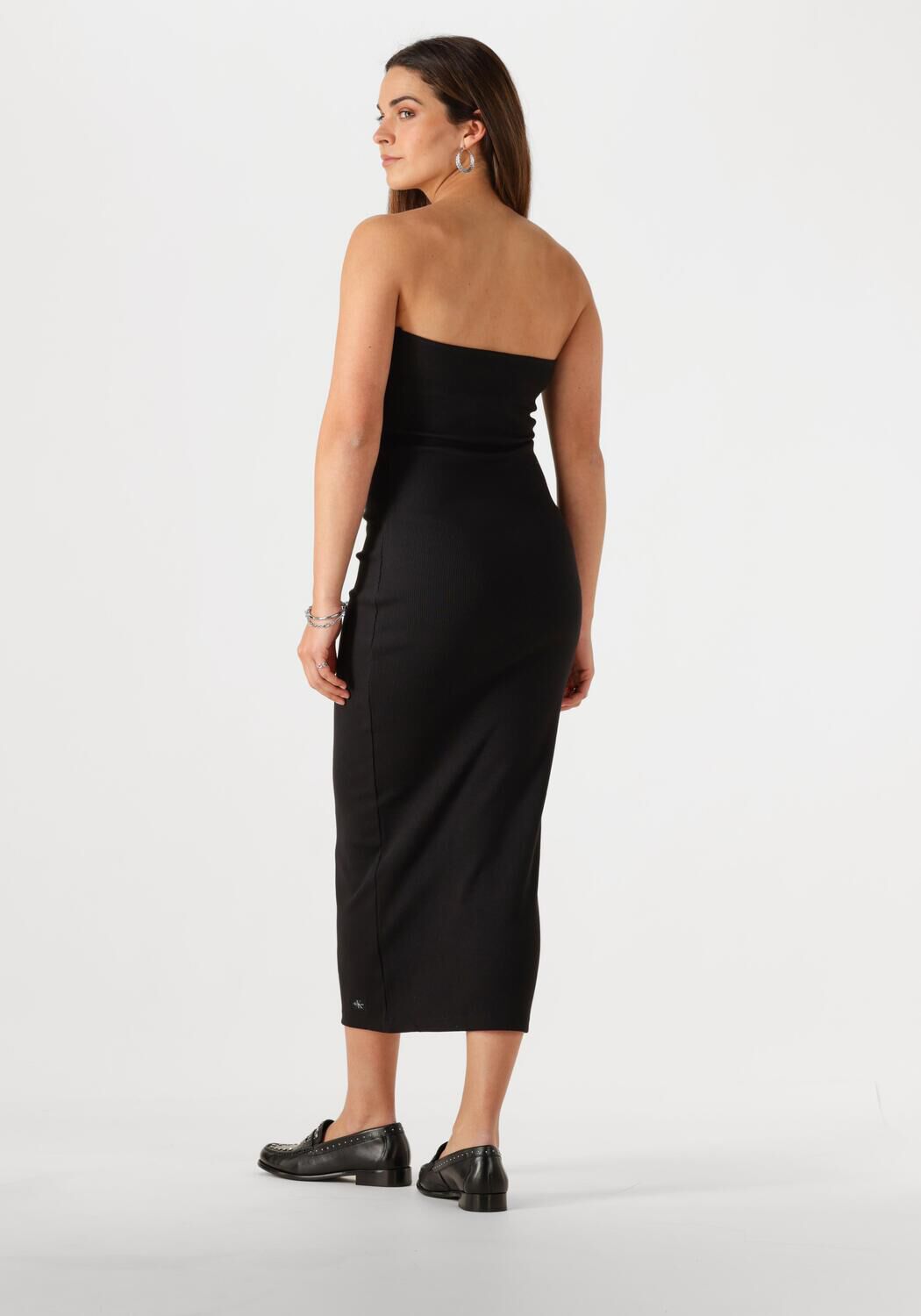 CALVIN KLEIN Dames Jurken Woven Label Rib Sleeveless Dress Zwart