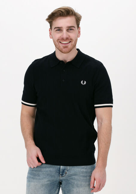 Zwarte FRED PERRY Polo TIPPING TEXTURE KNITTED SHIRT - large