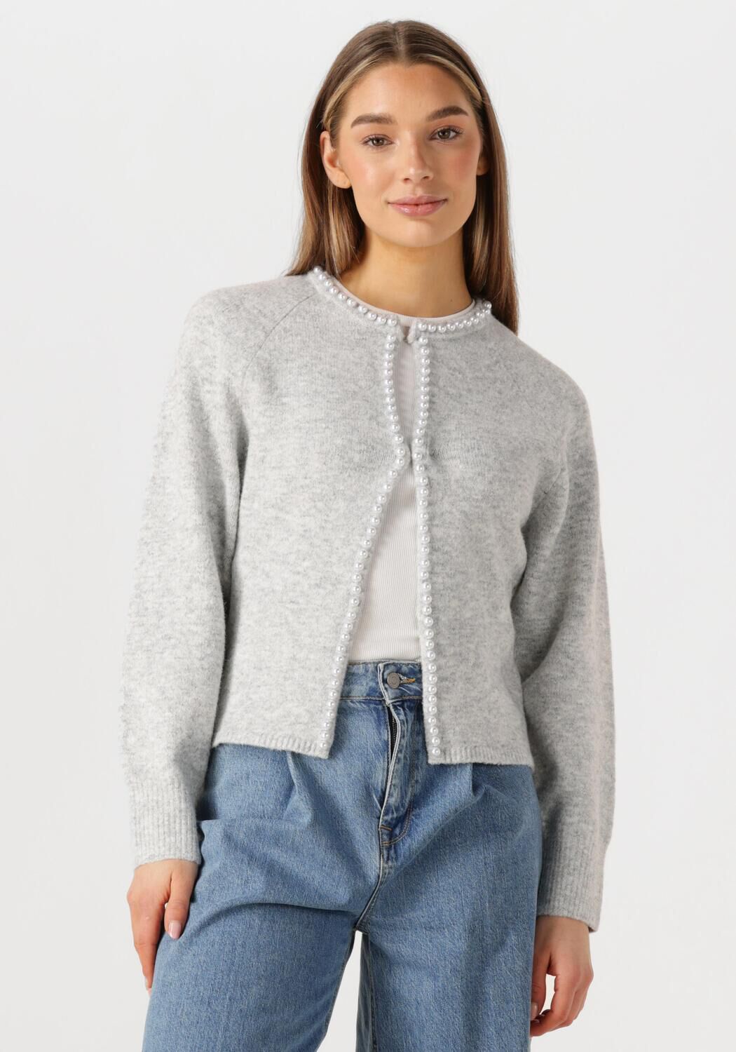 NEO NOIR Dames Truien & Vesten Lily Pearl Knit Cardigan Lichtgrijs