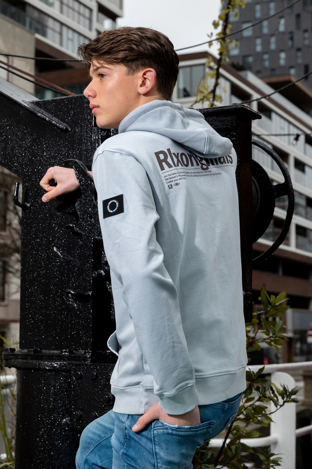 Blauwe RELLIX Hoodies OVERSIZED HOODED RLX ORIGINALS WASHED - large