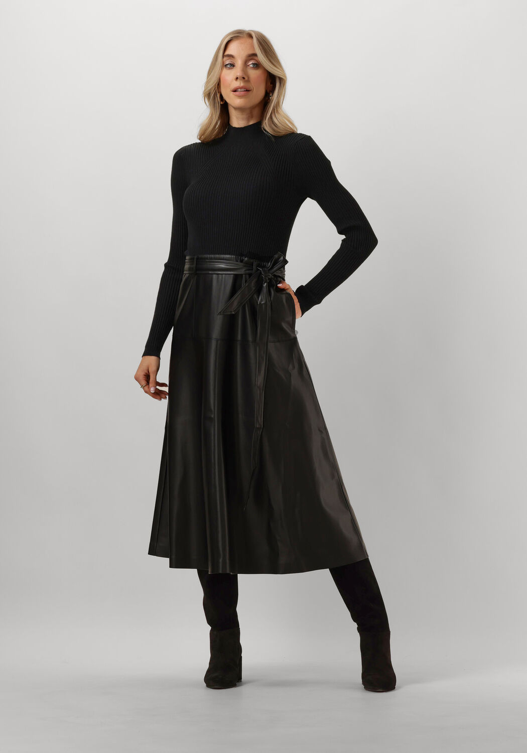 Twinset Zwarte Longuette Jurk in Stretchstof Black Dames