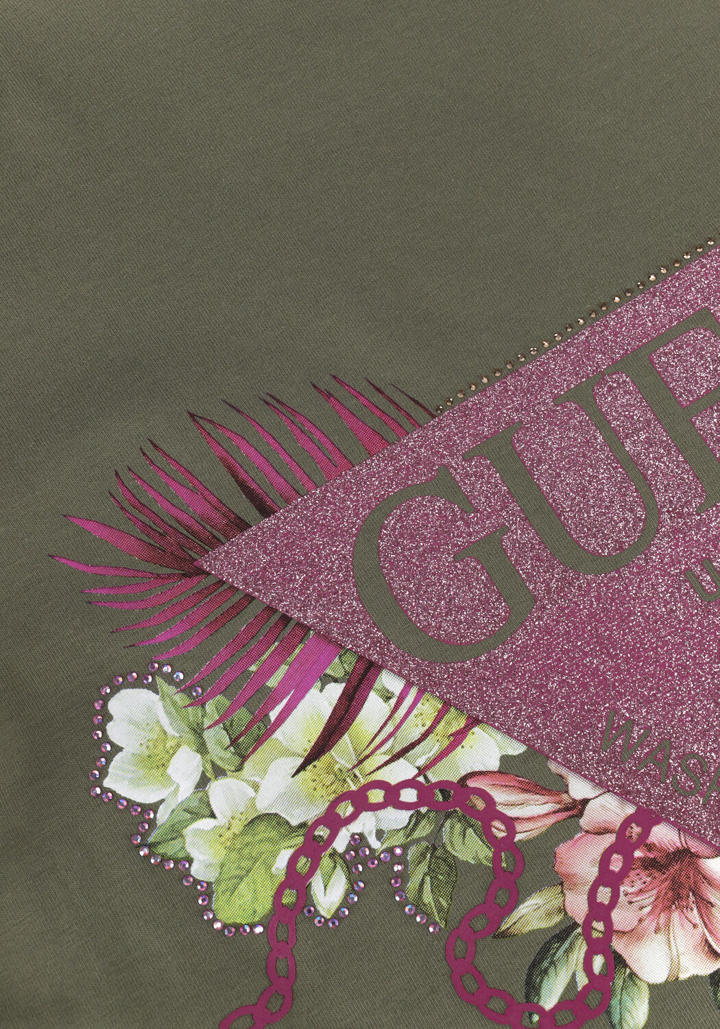 Groene GUESS T-shirt SS CN FLORIA TEE - large