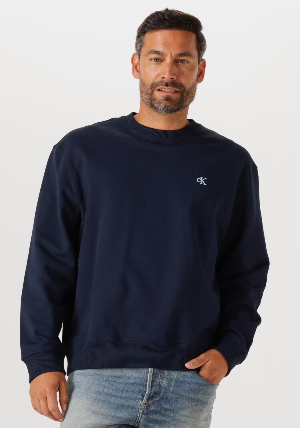 CALVIN KLEIN Heren Truien & Vesten Ls Eu 350terry Monogram Cn Sweat Donkerblauw