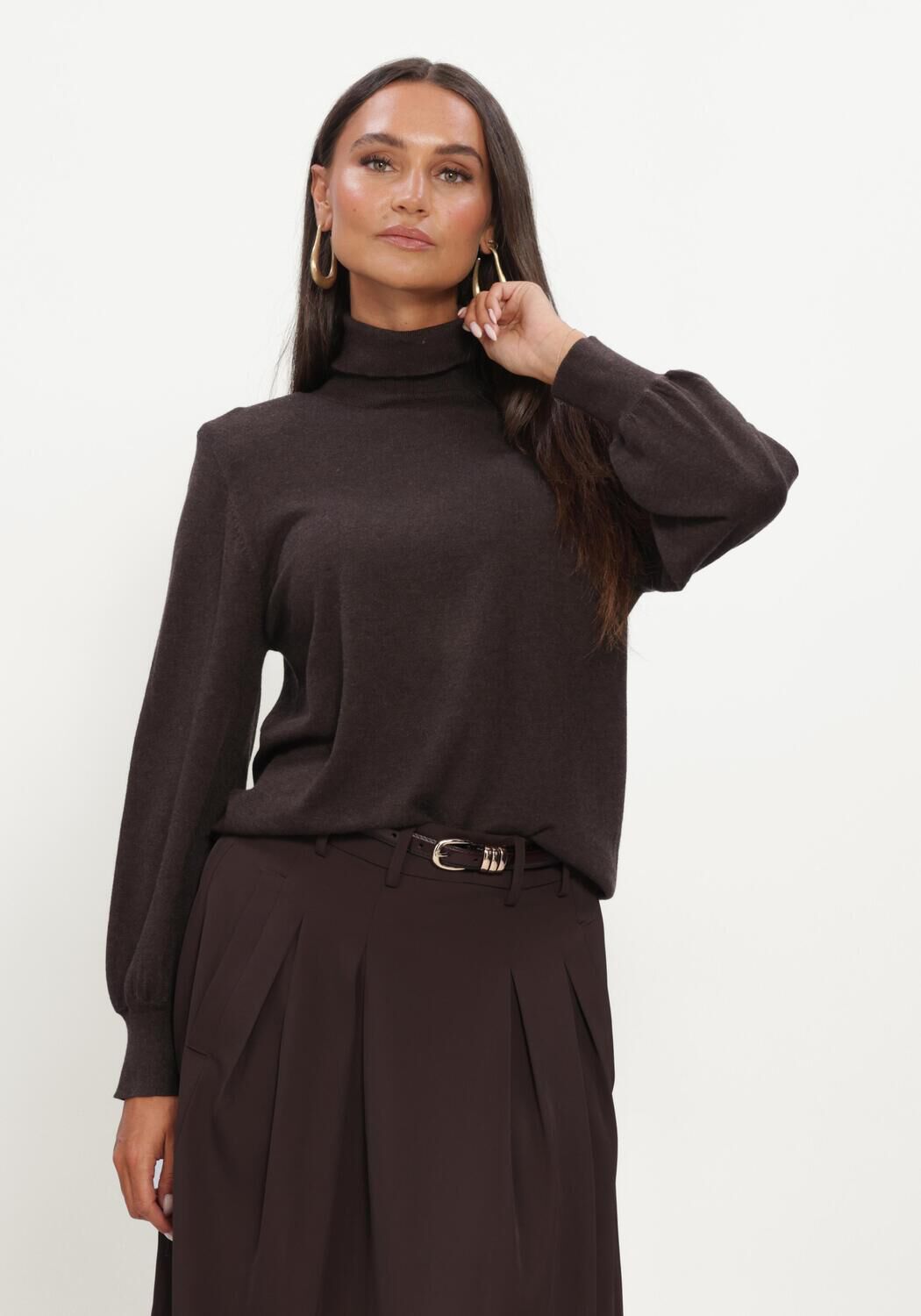 Bruine CO'COUTURE Trui CORYCC PADDED ROLL-NECK KNIT - large