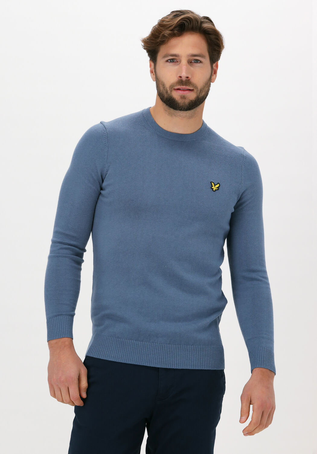 grijze lyle scott trui crew neck cotton merino jumper