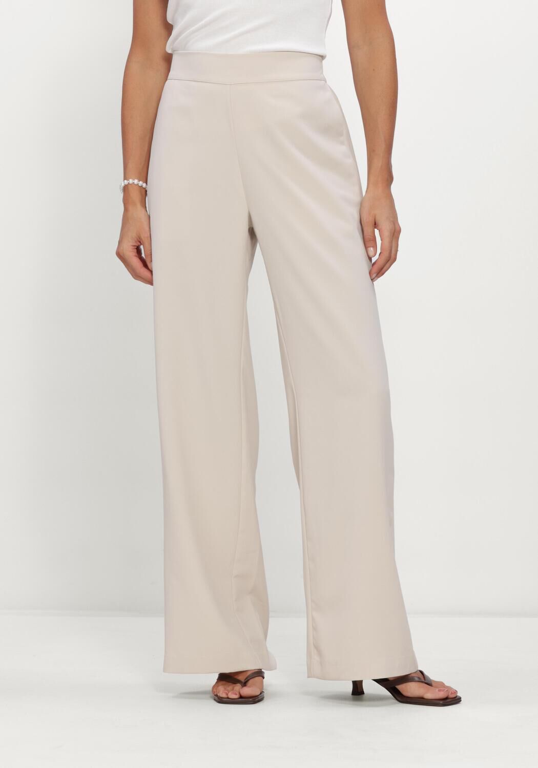 Beige NEO NOIR Wijde broek LUNET CREPE PANTS - large