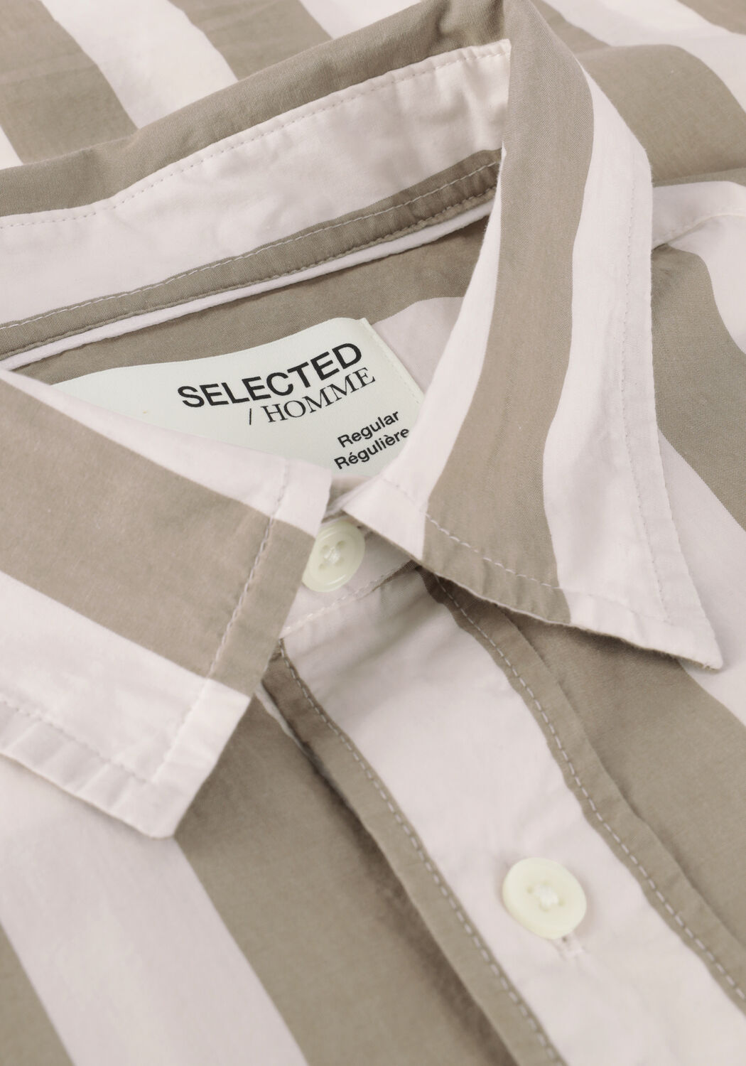 Olijf SELECTED MEN Casual overhemd SLHREGREDSTER SHIRT STRIPE LS W - large
