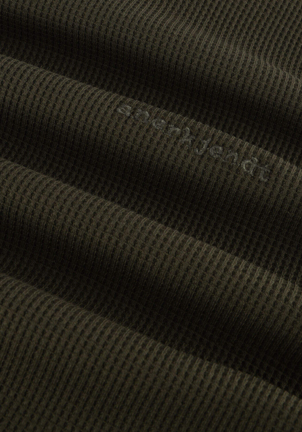 Donkergroene ANERKJENDT Polo / T-shirt AKSILO L/S WAFFLE EMB LS - large