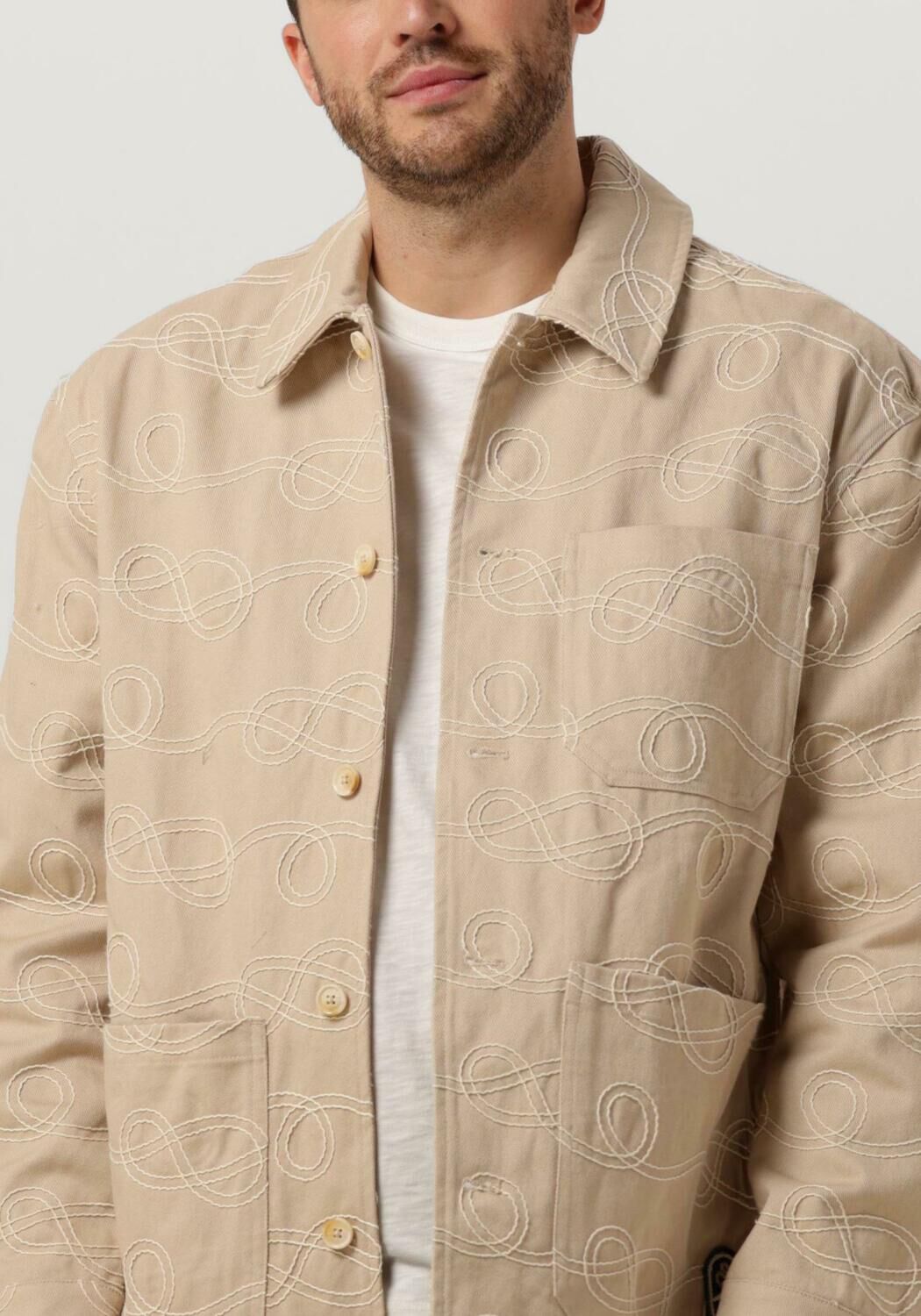 SCOTCH & SODA Heren Overshirts Robe Jacquard Twill Overshirt Jacket Beige