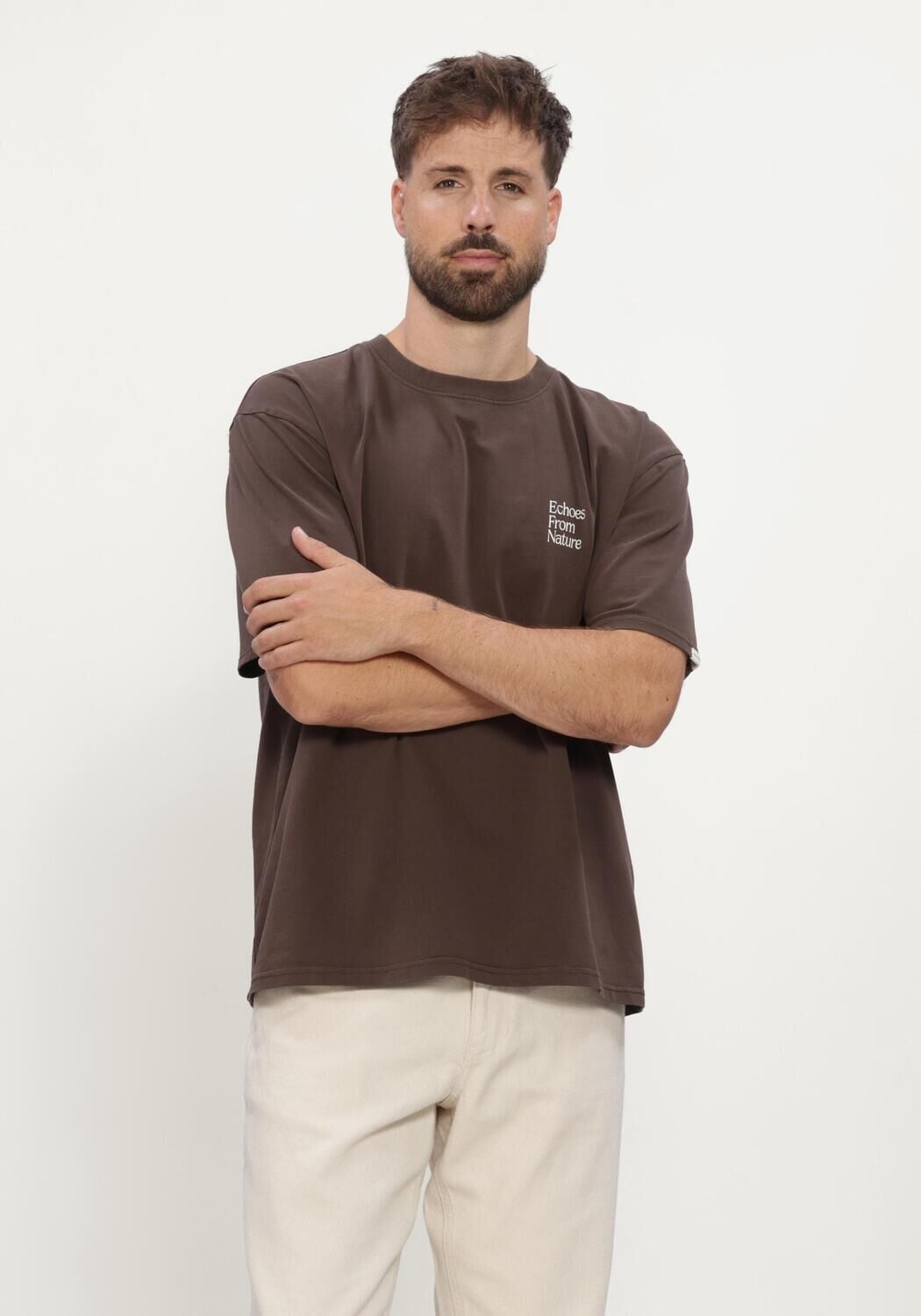 ANERKJENDT Heren Polo's & T-shirts Akvillads Echos Ss Tee Bruin