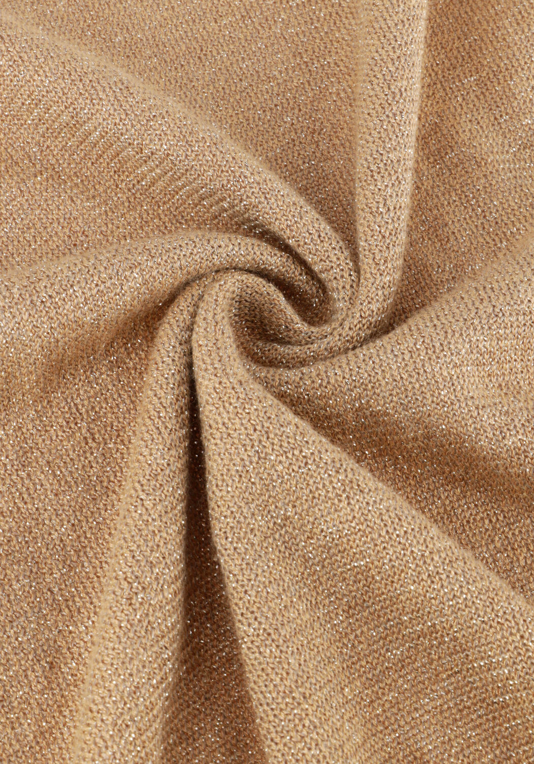 Camel MINUS T-shirt LIVA PUFF SLEEVE METALLIC KNIT PULLOVER - large