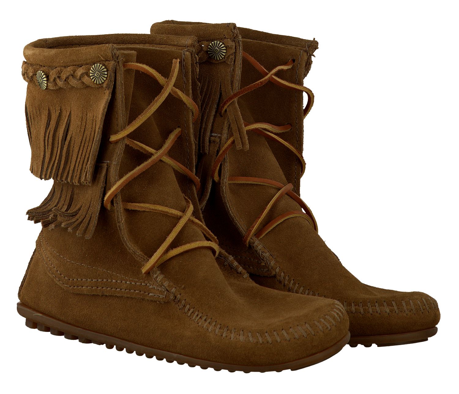 Bruine MINNETONKA Enkellaarsjes 623 | Omoda Bruine Minnetonka Enkellaarsjes omoda.nldames