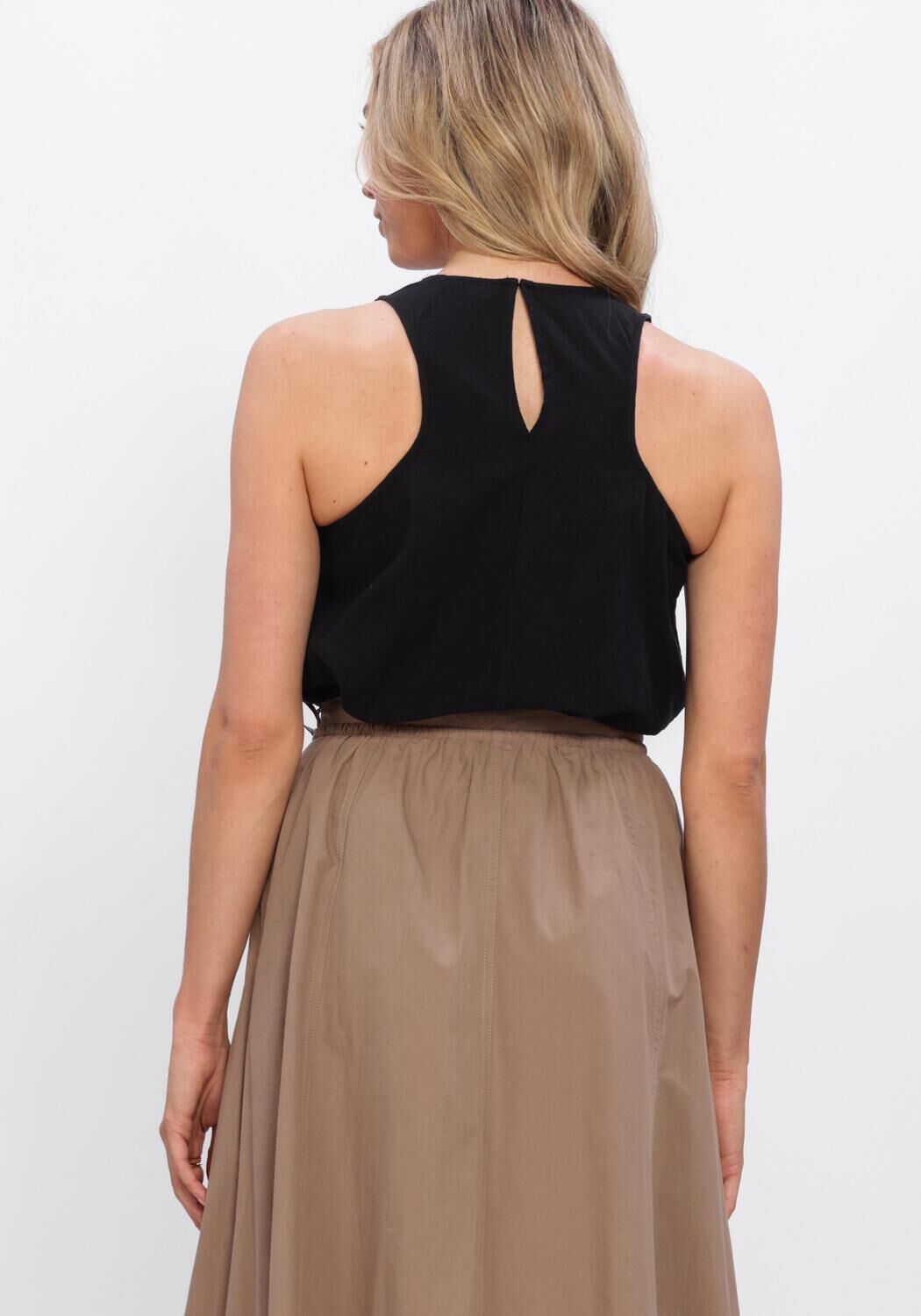 Zwarte SELECTED WOMEN Top SLFLUISA SL LINEN BLEND TOP - large