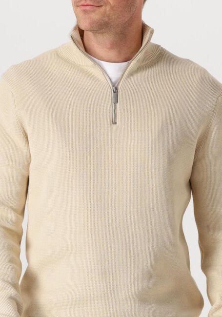 Beige SELECTED MEN Trui SLHDANE LS KNIT STRUCTURE HALF ZIP NOOS - large