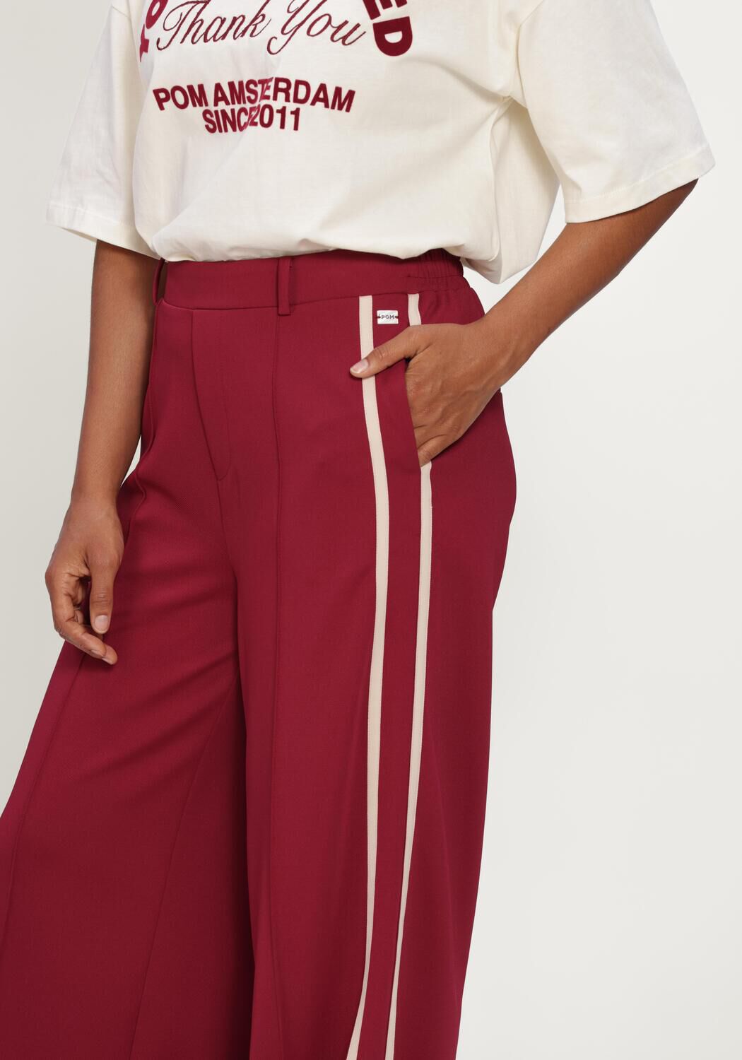 Bordeaux POM AMSTERDAM Wijde broek NORA BURGUNDY RED - large