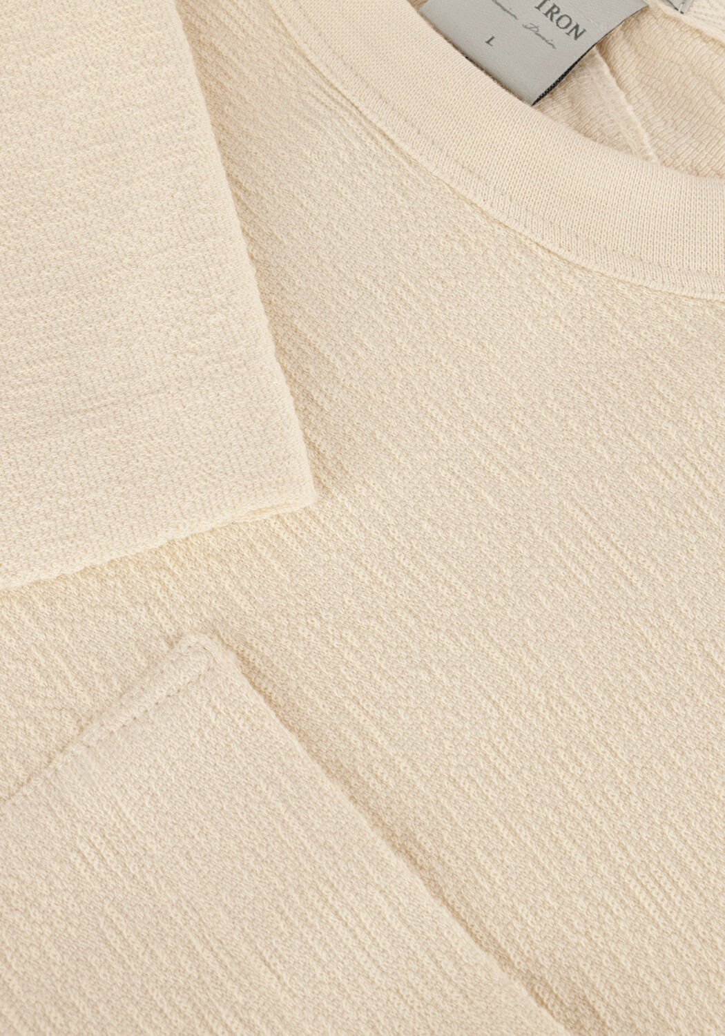 Beige CAST IRON T-shirt SHORT SLEEVE R-NECK REGULAR FIT STRUCTURE COTTON - large