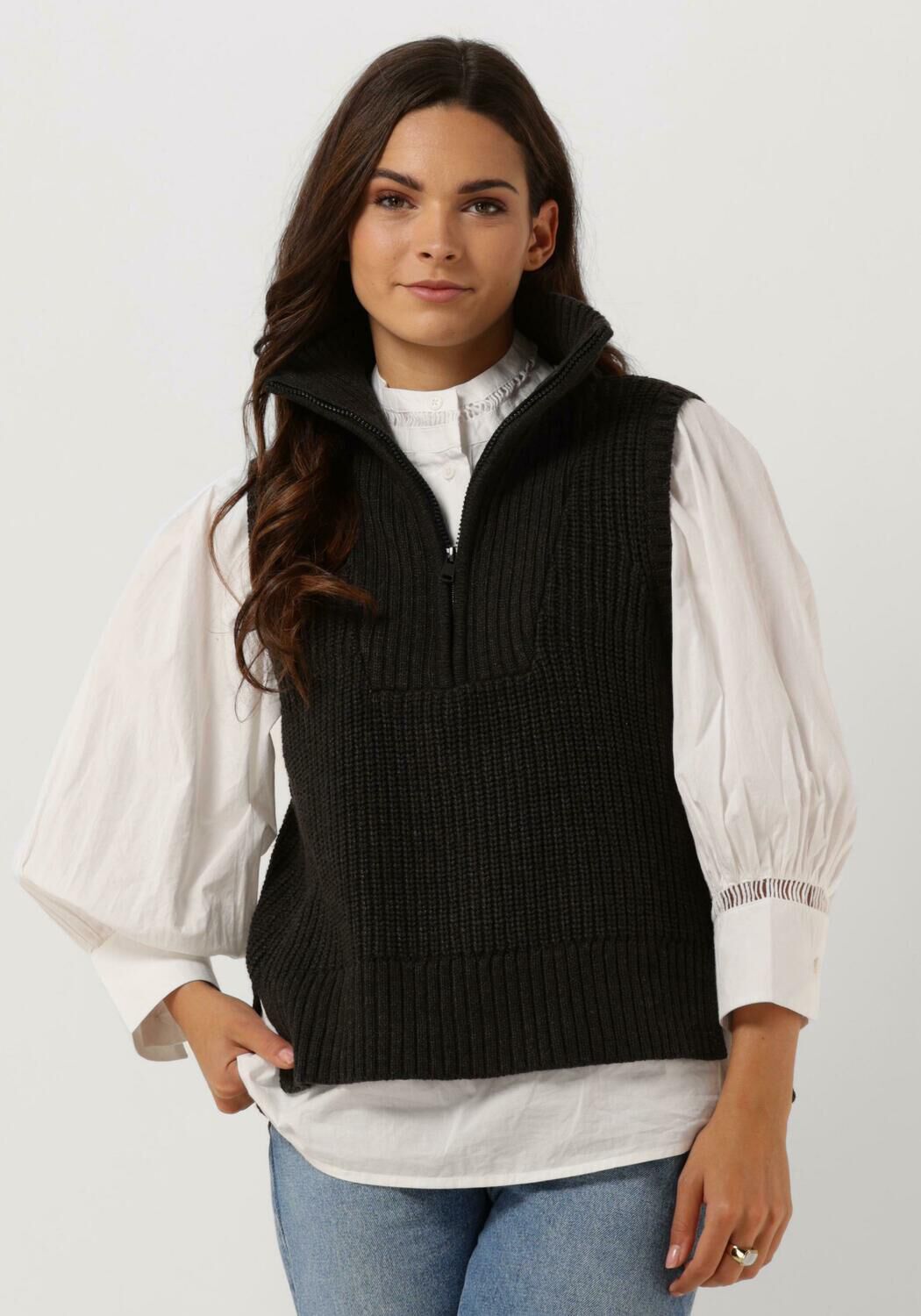 Kleding Dameskleding Sweaters Spencers Vest gemaakt van natuurlijke merinowol Blauwe Trui-Vest-V hals Trui-Vest 