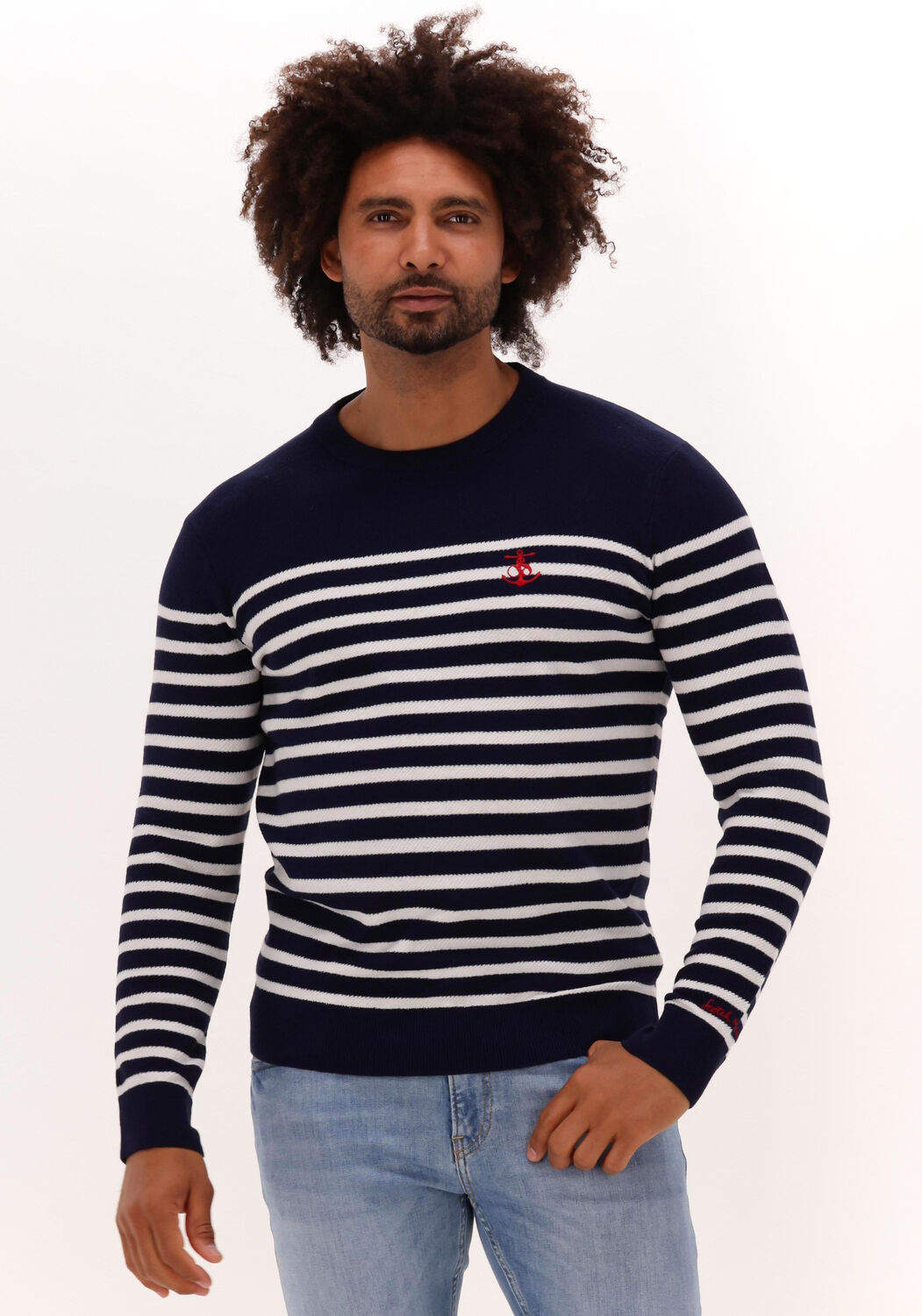 blauw wit gestreepte scotch soda trui striped crewneck pullover