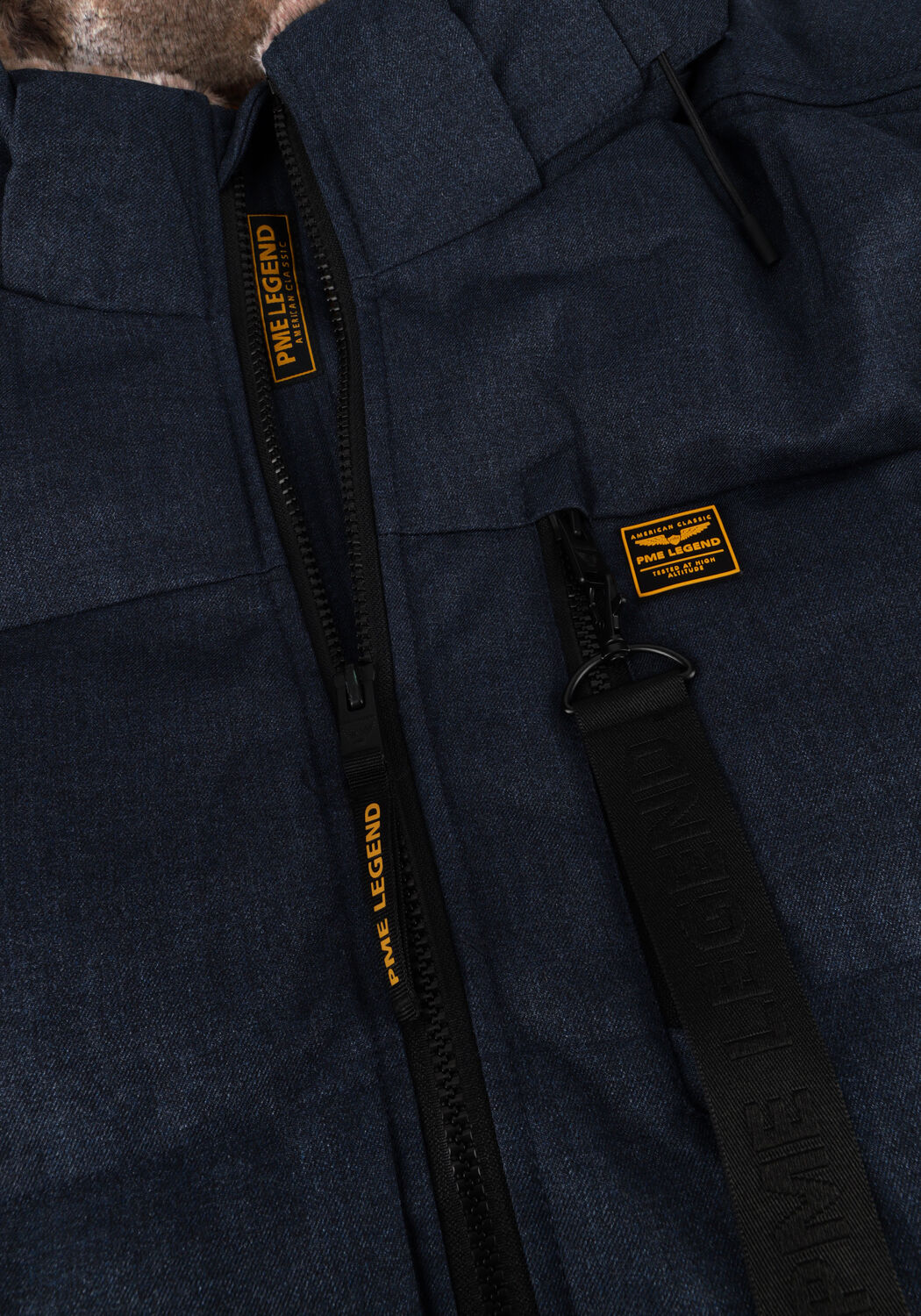 Blauwe PME LEGEND Parka's SEMI LONG JACKET YETCRAFT MELANGE TWILL - large