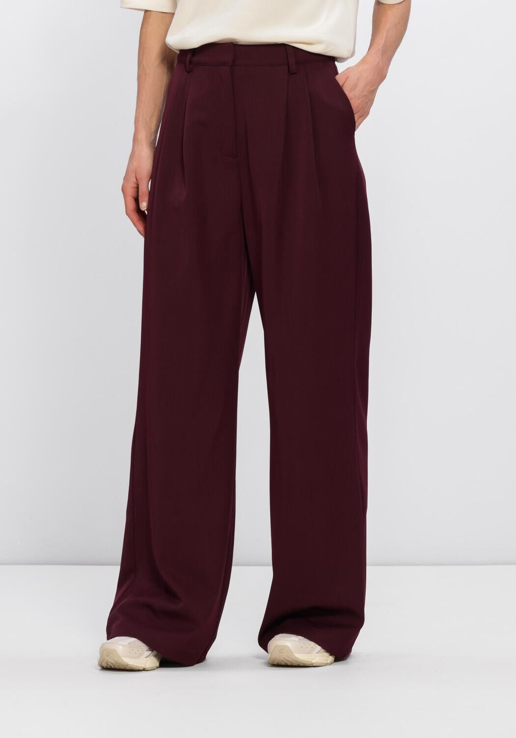 Bordeaux STUDIO AMAYA Wijde broek JACKIE PANTS - BORDEAUX - large
