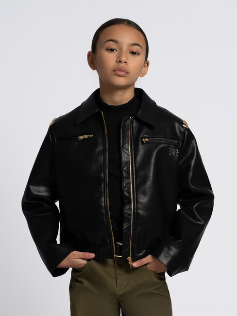 Zwarte NIK & NIK Leren jas STUD JACKET - large
