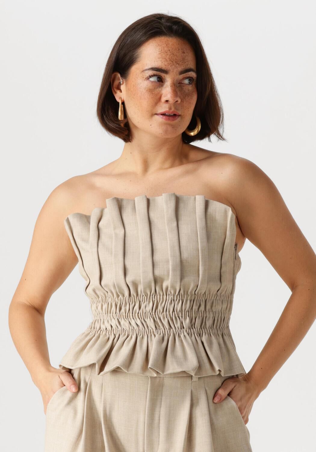 Gestuz Linnen Korset Top voor Vrouwen Beige Dames