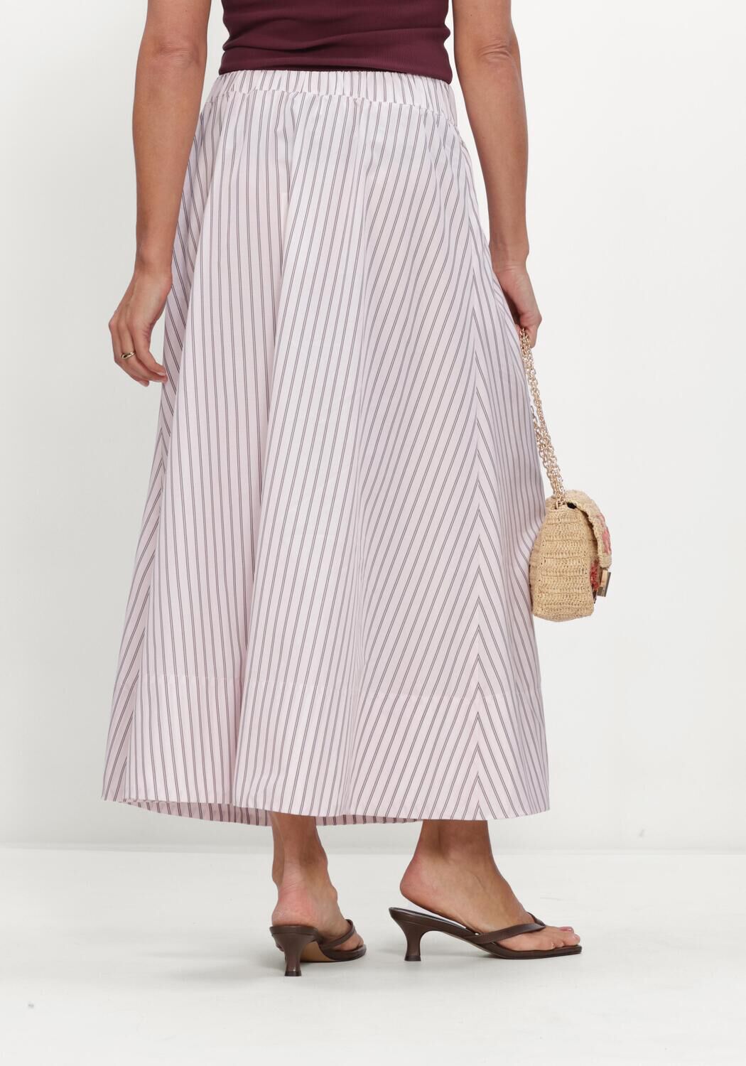 Roze NEO NOIR Rokken YARA LONG DOUBLE STRIPE SKIRT - large