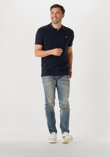 Donkerblauwe LYLE & SCOTT Polo LINEN BLEND KNITTED POLO - large