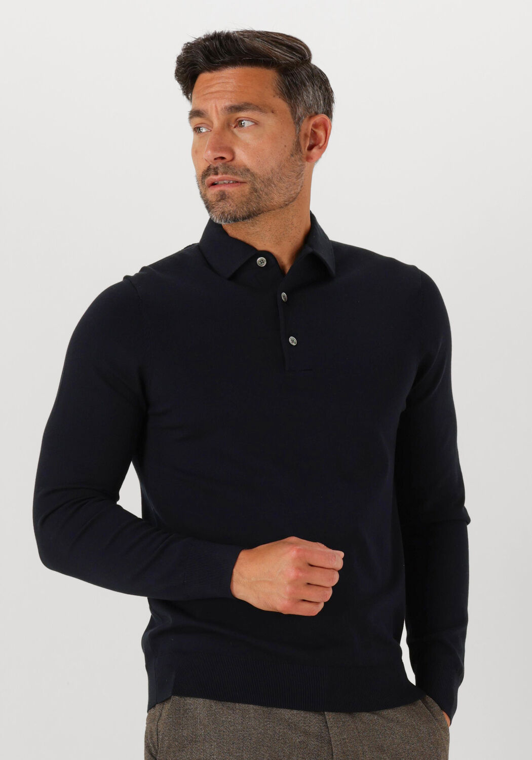PROFUOMO Heren Truien & Vesten Polo Onepiece Luxury Basic Donkerblauw