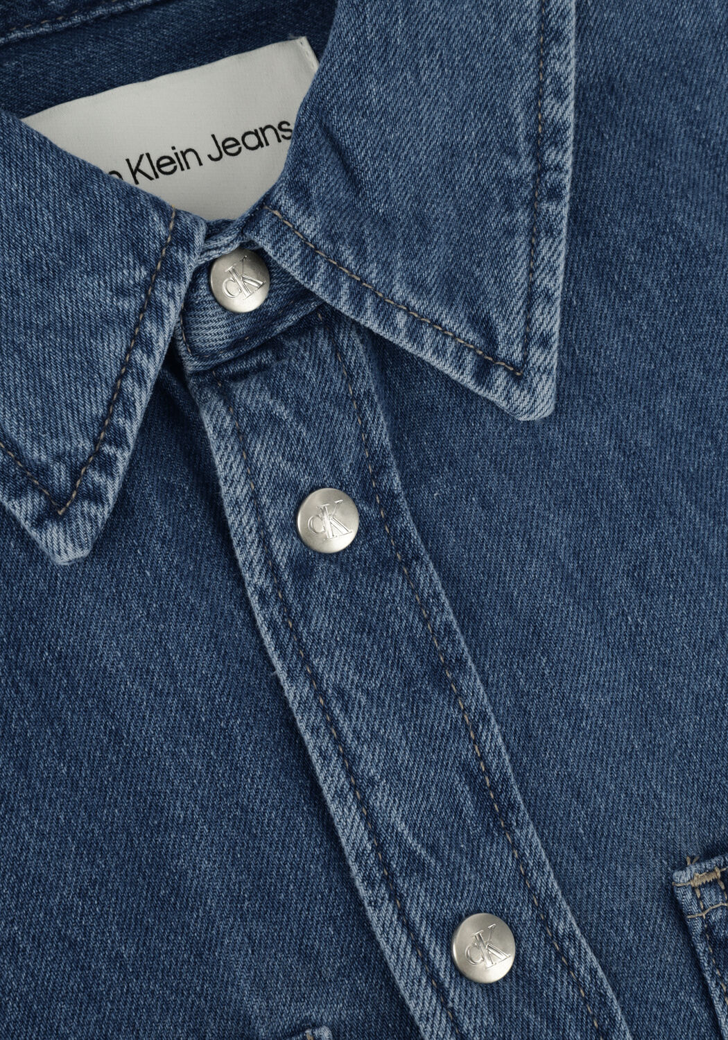 Blauwe CALVIN KLEIN Spijkerjas RELAXED LINEAR DENIM SHIRT - large