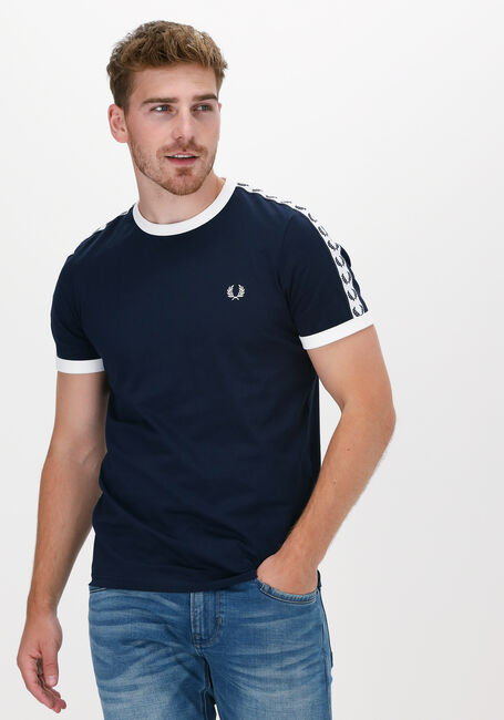 Donkerblauwe FRED PERRY T-shirt TAPED RINGER T-SHIRT - large